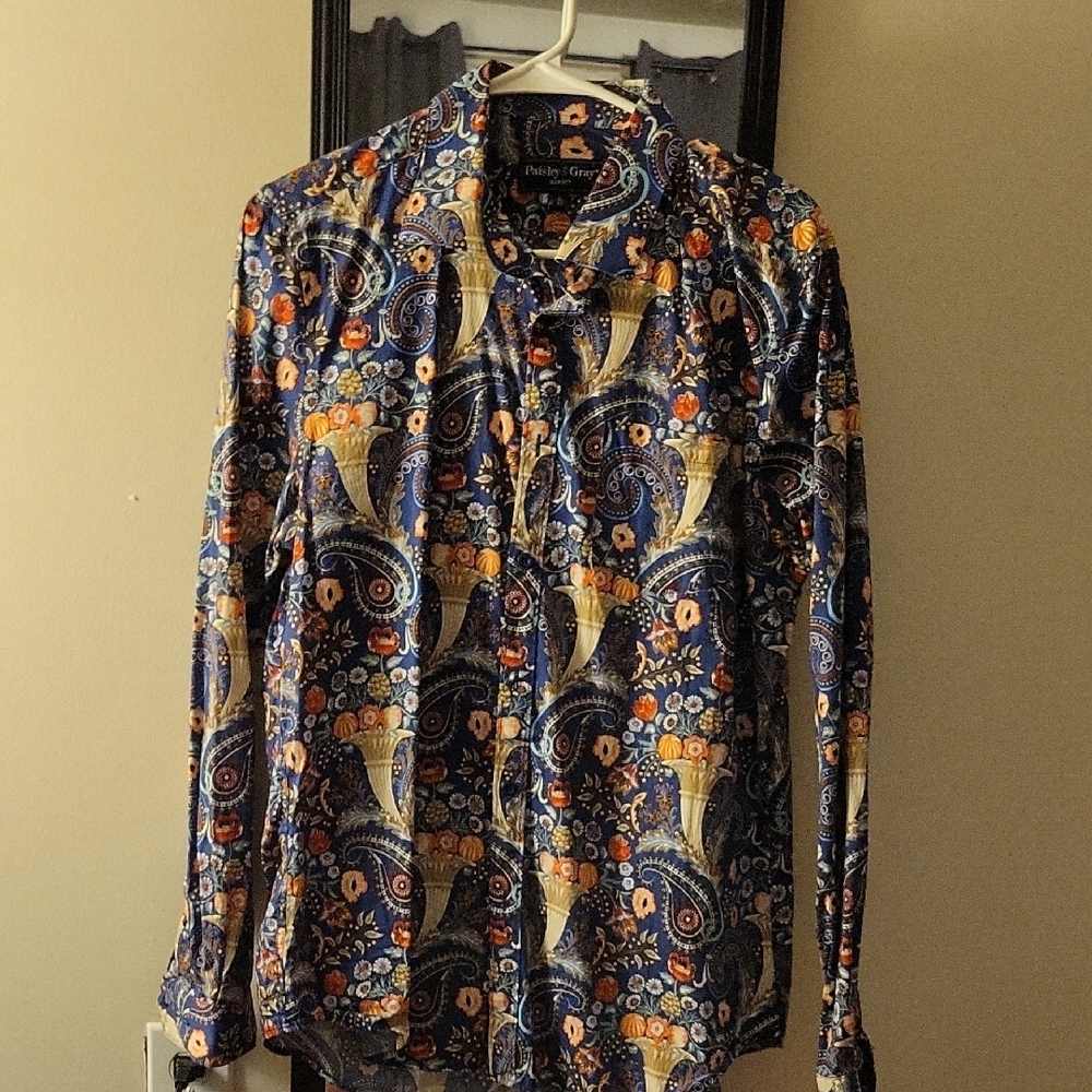 Men's Blue Paisley Shirt